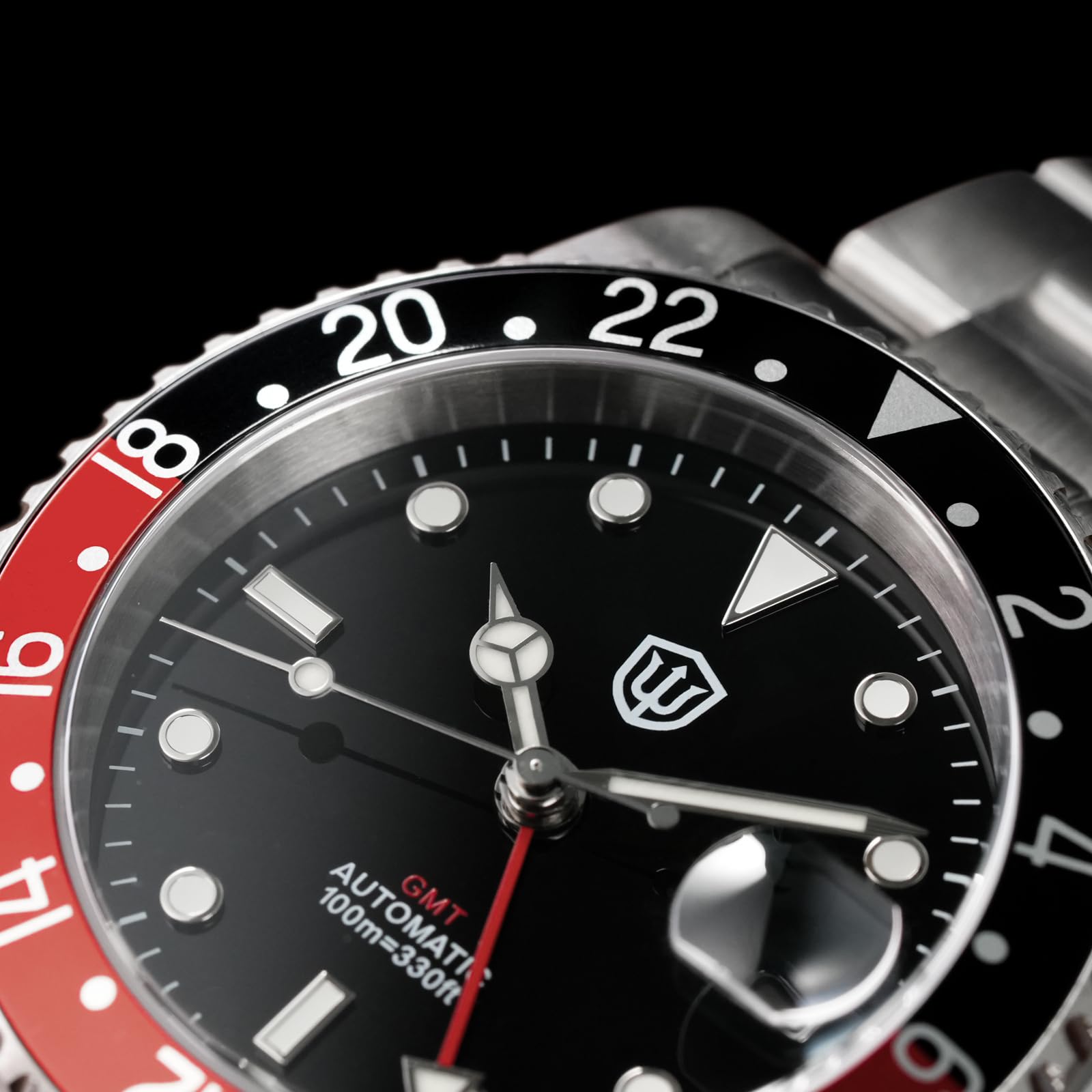 watchdives GMT-Uhren für Herren, WD0014, Taucheruhr mit Zwei Zeitzonen, NH34, automatische Vintage-Armbanduhr, 40 mm, Aluminium-Lünette