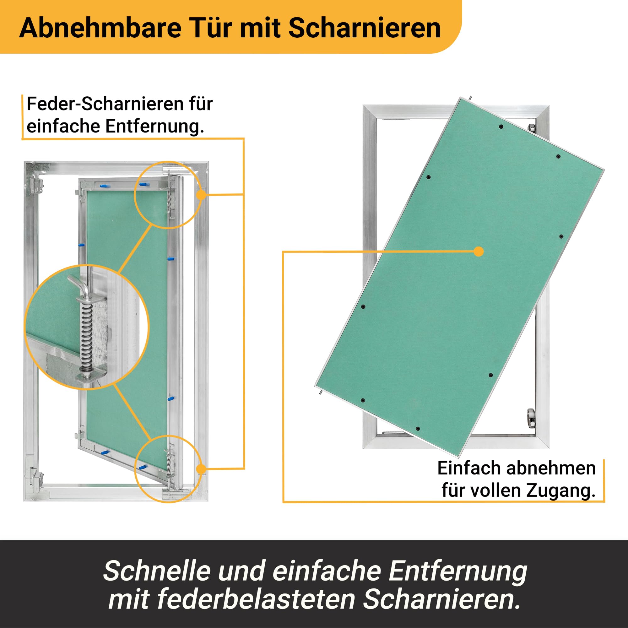Proxinova Revisionsklappe Trockenbau 30x50 cm aus Aluminium – Abnehmbare Revisionstür und Wartungsklappe für Wand und Decke | Sicherungskastendeckel Verdeckt Drähte, Meter und Rohre