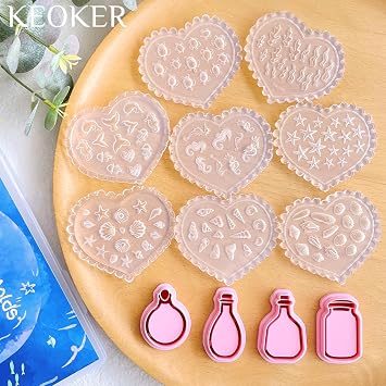 Keoker Sea Life Polymer Clay Mini Molds for Jewelry Marine and 4 Shapes Glass Bottle Polymer Clay Cutters for Earrings, Ocean Theme Sea Creatures