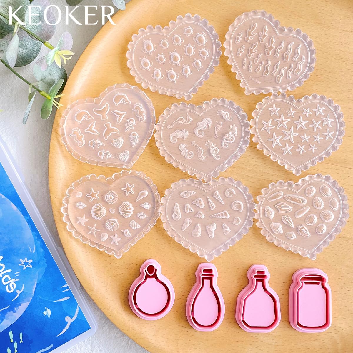 Keoker Sea Life Polymer Clay Molds & Cutters - 8 Ocean Creature Molds + 4 Glass Bottle Cutters For Jewelry - View #9
