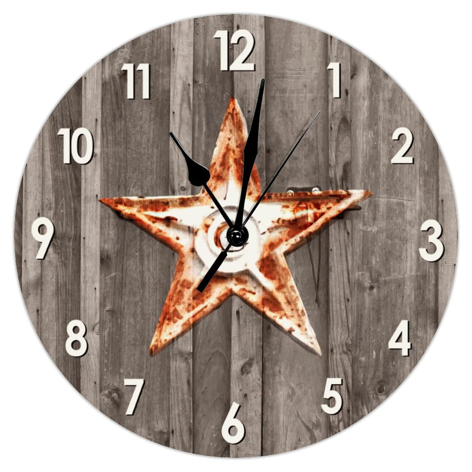 Horloge murale en bois Texas au design rétro rustique et finitions soignées
