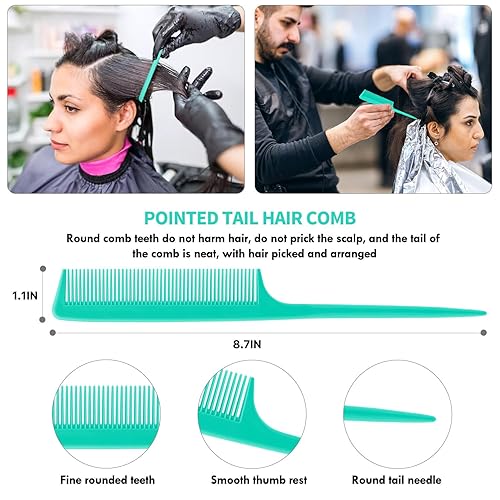 Miniatura 6 de Juego de 4 cepillos de pelo rizado para adultos y niños, húmedo o seco, desenredante y peine de dientes anchos con desenredante para el cabello (4,