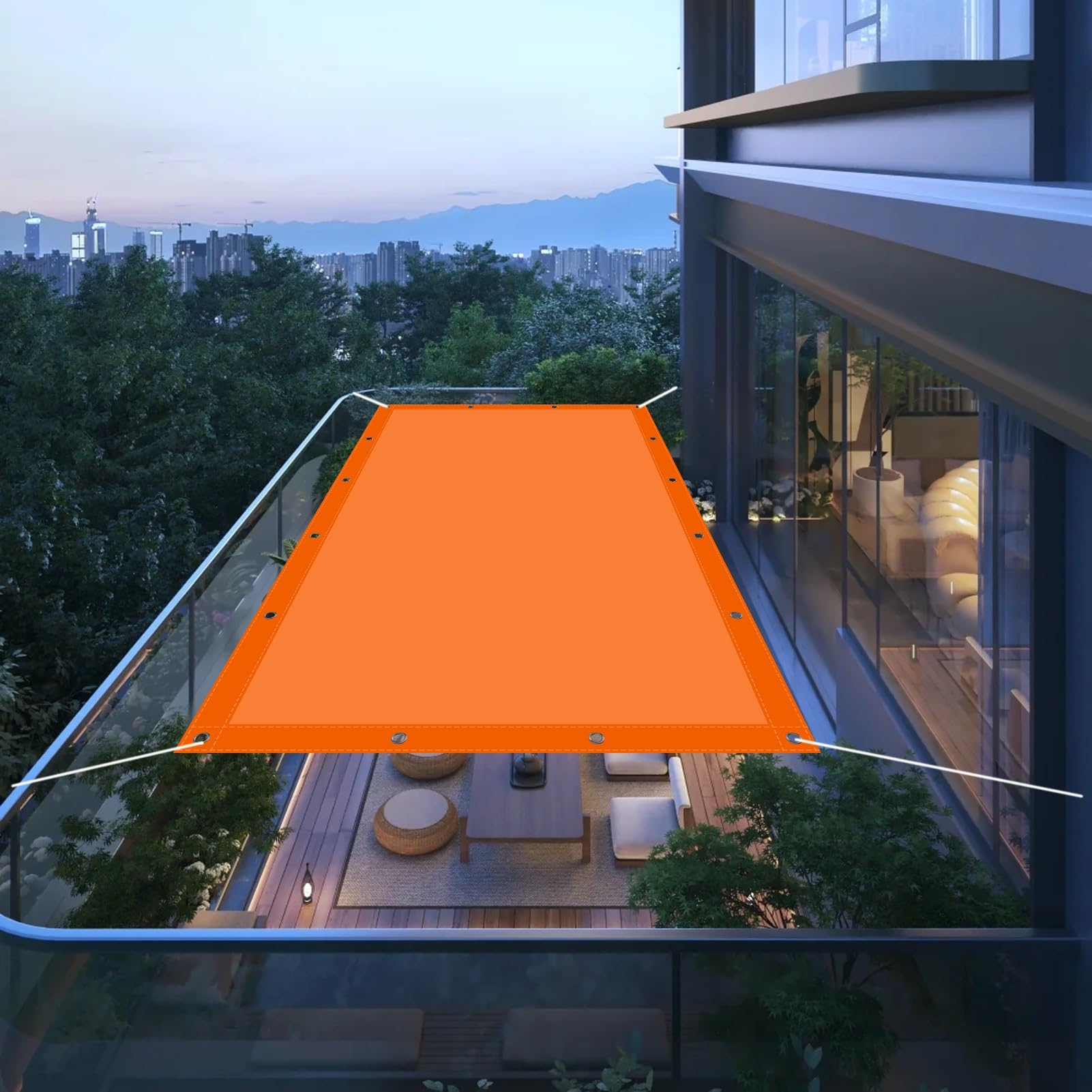 Toile Ombrage HDPE Imperméable Protection UV Extérieur Orange 130x580