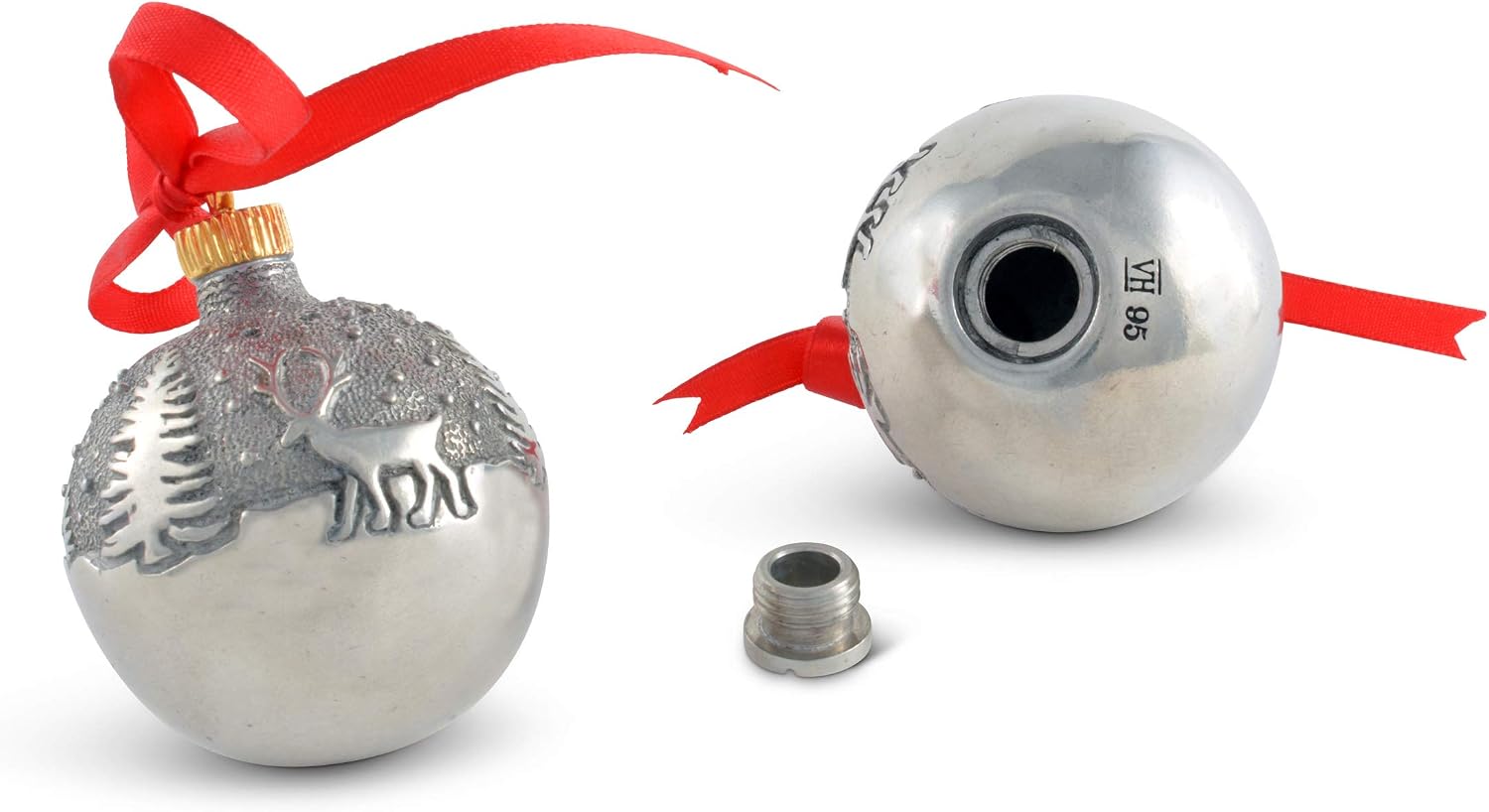 Vagabond House Christmas Ornament Salt and Pepper Shakers Set - Rustic Salt and Pepper Shakers Set - Crafted in Pewter - Holiday Salt and Pepper Shakers - Christmas Gifts 2.75 inch Tall