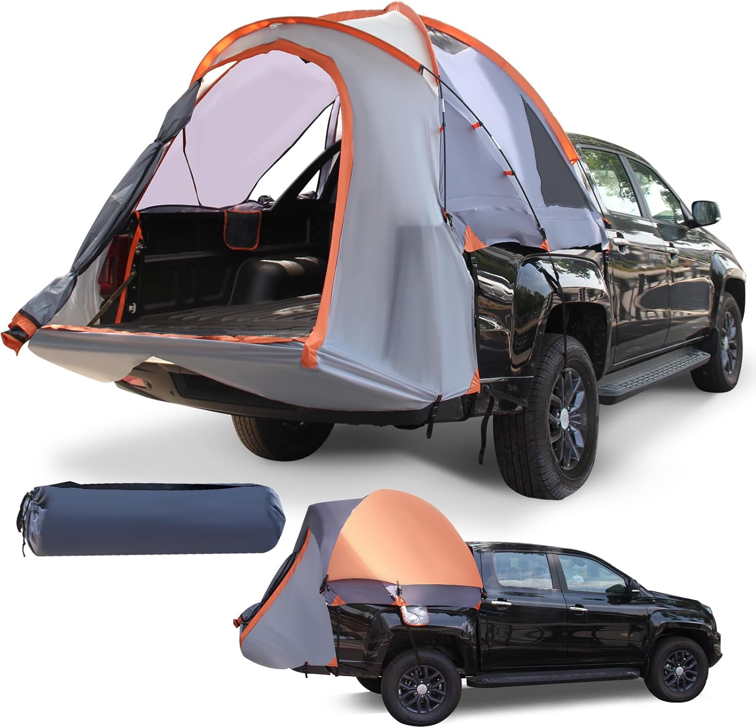 Tangkula 2-Person 5.5 FT Truck Bed Tent, Mid Size W/Removable Rainfly, Carry Bag, Sky View Vent, PU 2000 MM Waterproof Double-Layer Car Bed Camp Tent, Outdoor Portable Tent