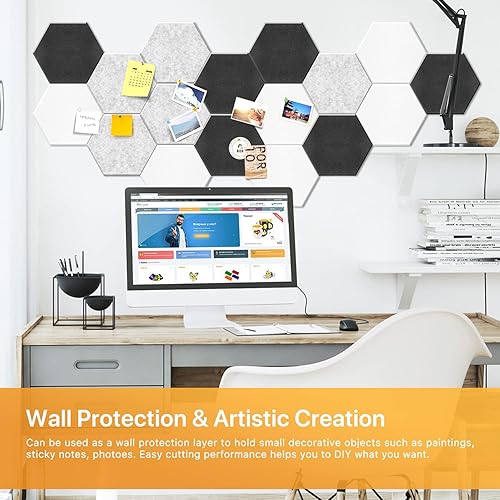 Miniatura 5 de Paquete de 12 paneles de pared insonorizados, paneles autoabsorbentes de sonido, paneles acústicos hexagonales de alta densidad para tratamiento