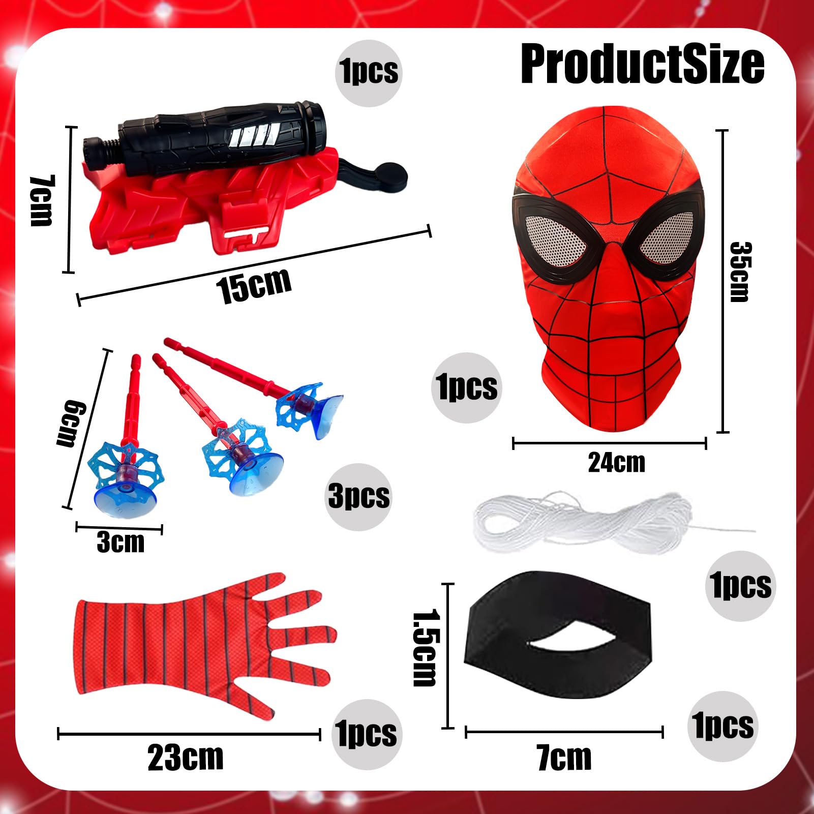 TKGEOUE Set di 2 Launcher Glove, Launcher Gloves e Maschera,Spiderm Launcher Glove,Guanti Launcher per Giochi, Spiderm Glove Launcher Set,Spiderm Web Launcher Toy