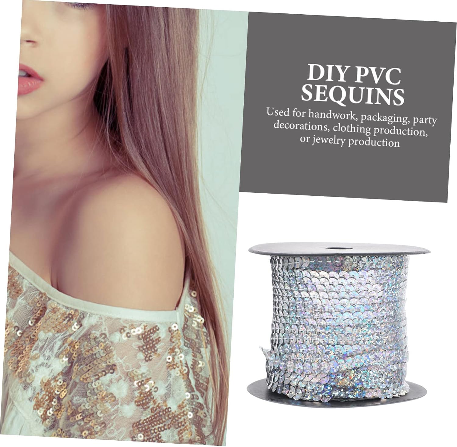 SEWACC Yards Hand Sewing Sequins DIY PVC Sequins for Craft Decorations Round Rhinestones for DIY Jewelry Bags Apparel