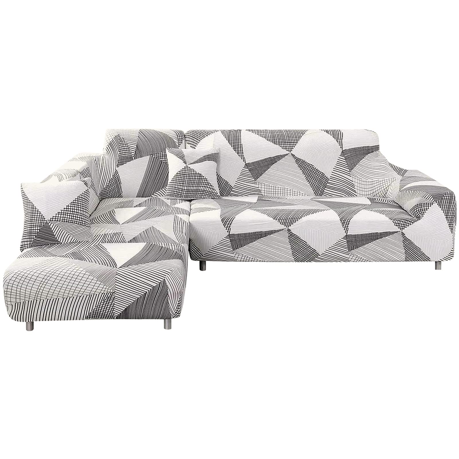 HOTNIU 2 Pieces Sectional Sofa Covers l Shaped Sofa Cover Stretch Sofa Slipcover for Sectionals Elastic Universal Couch Covers with 2 Pillow Covers (L-Shaped 2+3, Pattern MK)