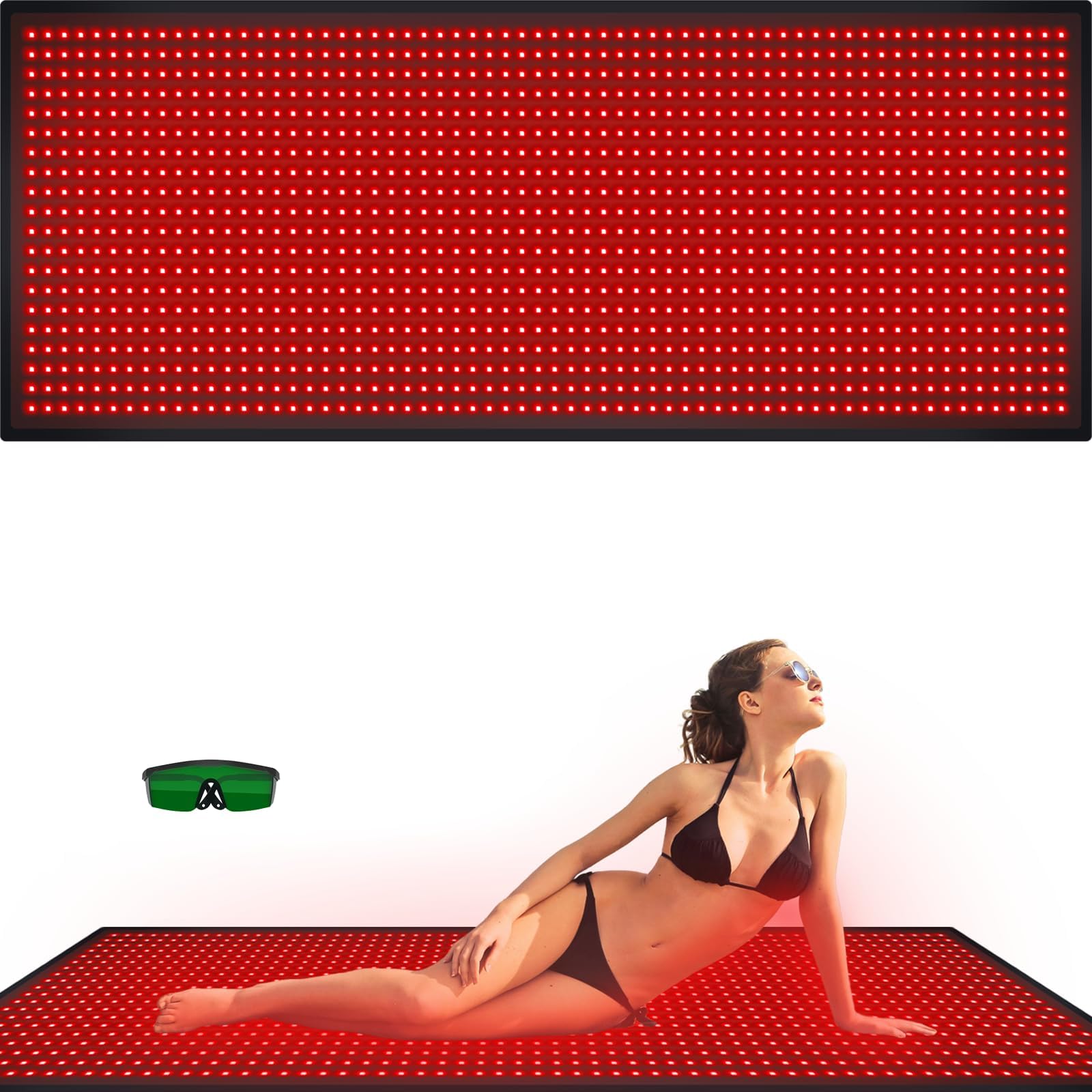 Red Light Therapy Large Mat for Whole Body Relief 71''x31'' Infrared Therapy Blanket 1280pcs Beads 660nm 850nm Red Infrared Therapy for Full Body Parts Relief at Once