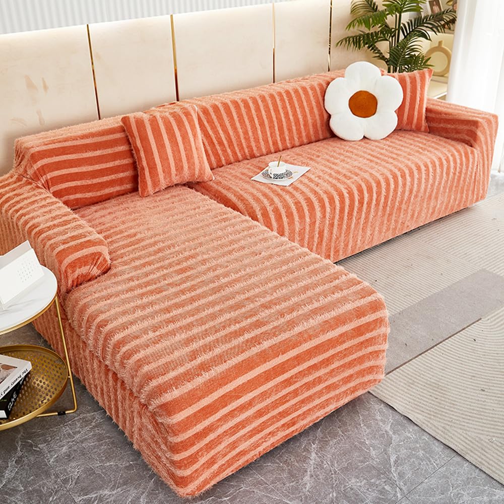 Housse canape d'angle griffe chat et anti-poussière pour grand salon