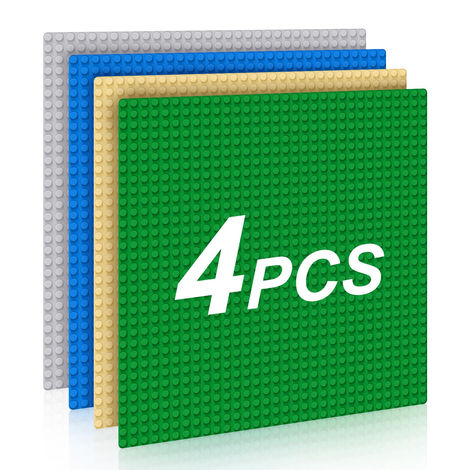 Pokiiulk Classic Baseplates 4pcs 10"x10", Perfect STEM Gift, Multicolor
