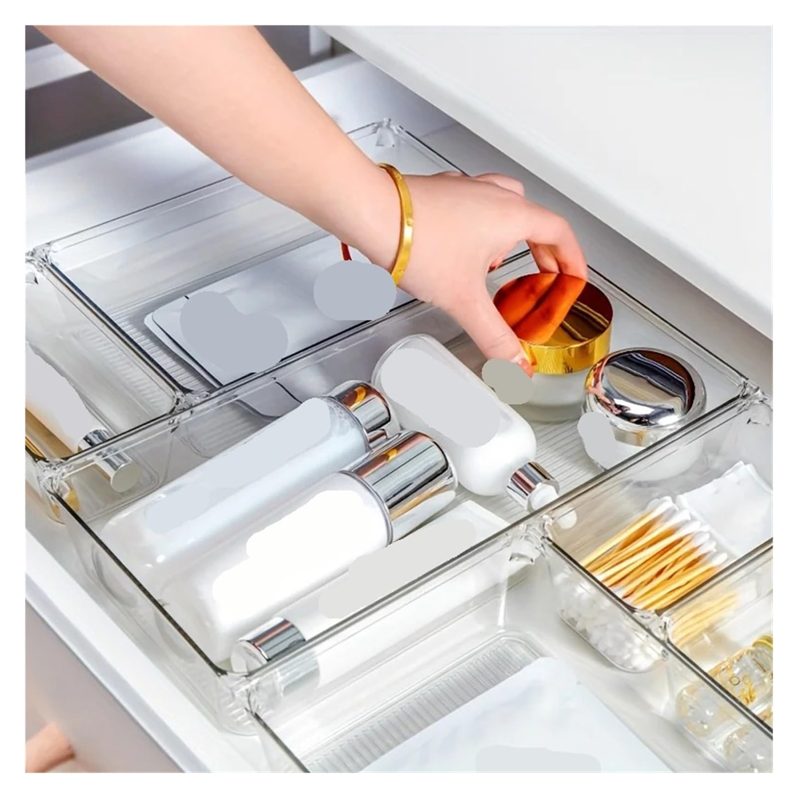 Generico Organizzatori for cassetti da 60 pezzi, contenitori in plastica trasparente for riporre il bagno e la toeletta(6JTCTH)