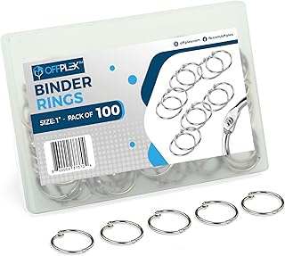 OFFPLEX Binder Rings 1 Inch (100 Pack) Small Book Rings – Heavy Duty, Sturdy, Durable, Convenient Storage, Metal Rings for...
