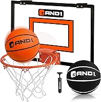 Vista 8 de Mini aro de baloncesto para puerta AND1: tablero antirroturas de 18x12, 2 mini balones de baloncesto y bomba manual incluida - Accesorio