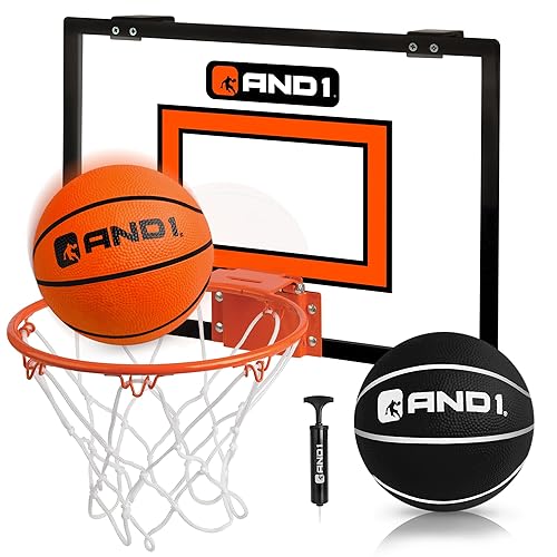 AND1 Over the Door Mini Basketball Hoop: 18x12 Shatterproof Backboard,