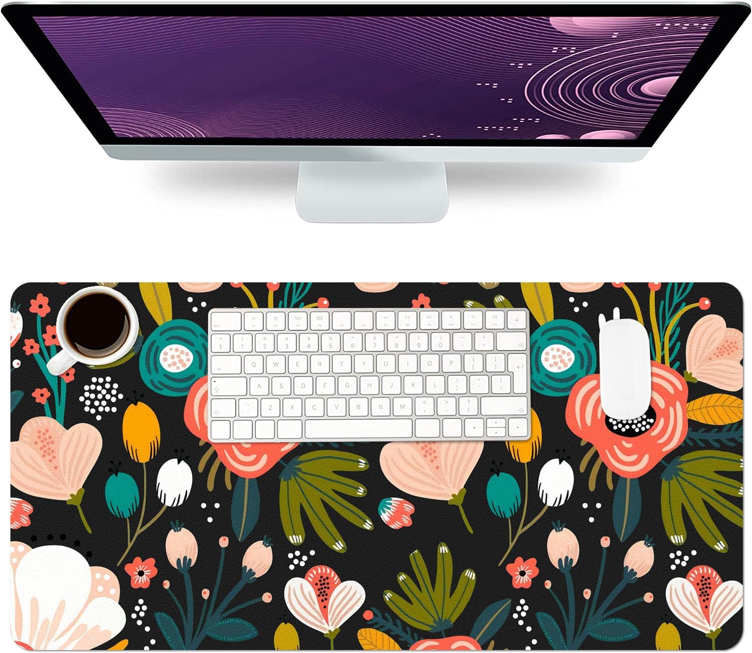 Desk Mat Large Protector Pad 23.6" ×11.8", NonSlip PU