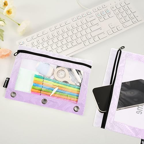 Miniatura 4 de Bolsas personalizadas para carpetas, bolsa para lápices de 3 anillas, paquete de 2 bolsas transparentes con cremallera para suministros de oficina