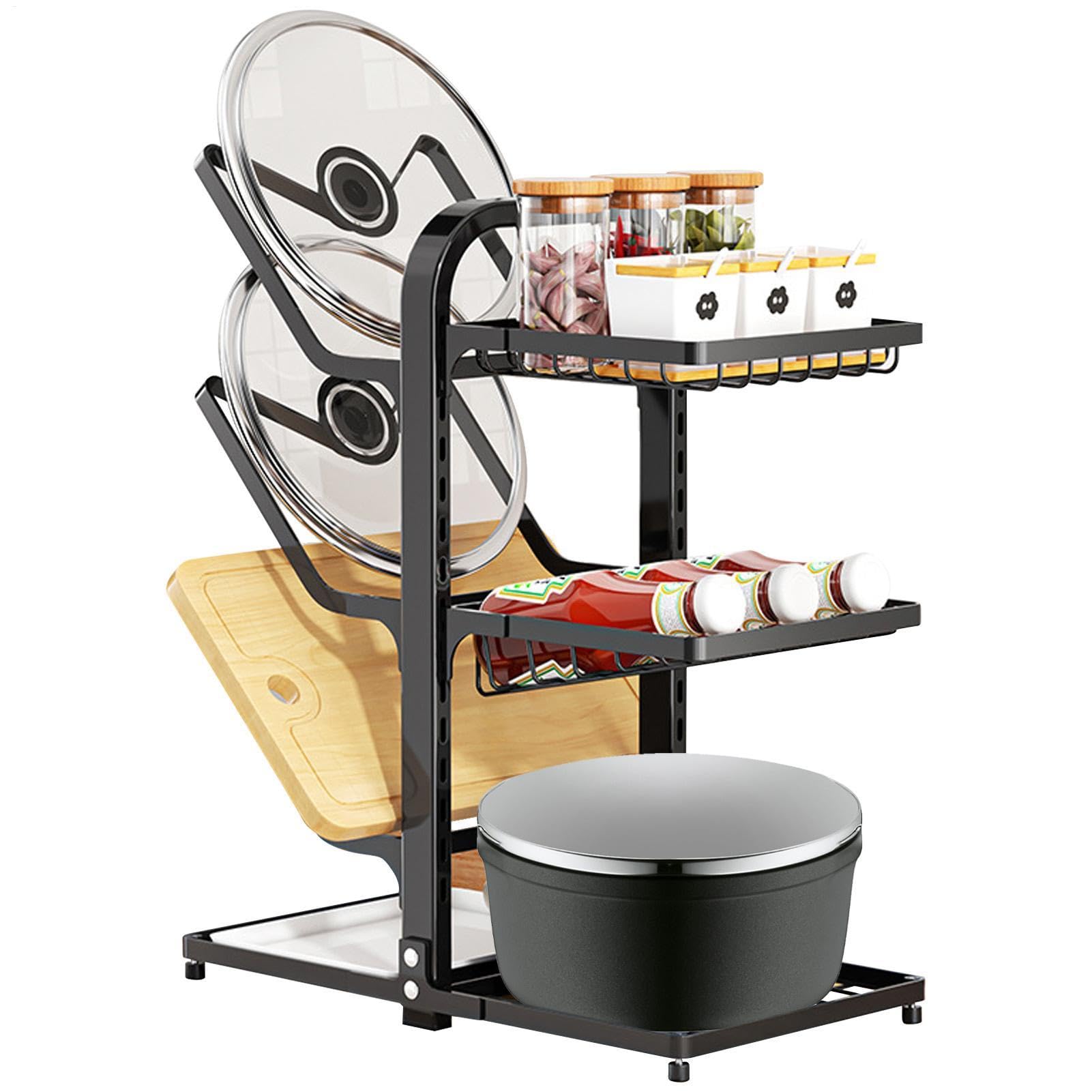 Range-Casseroles Et Poêles Ajustable avec gain de place et à multiples