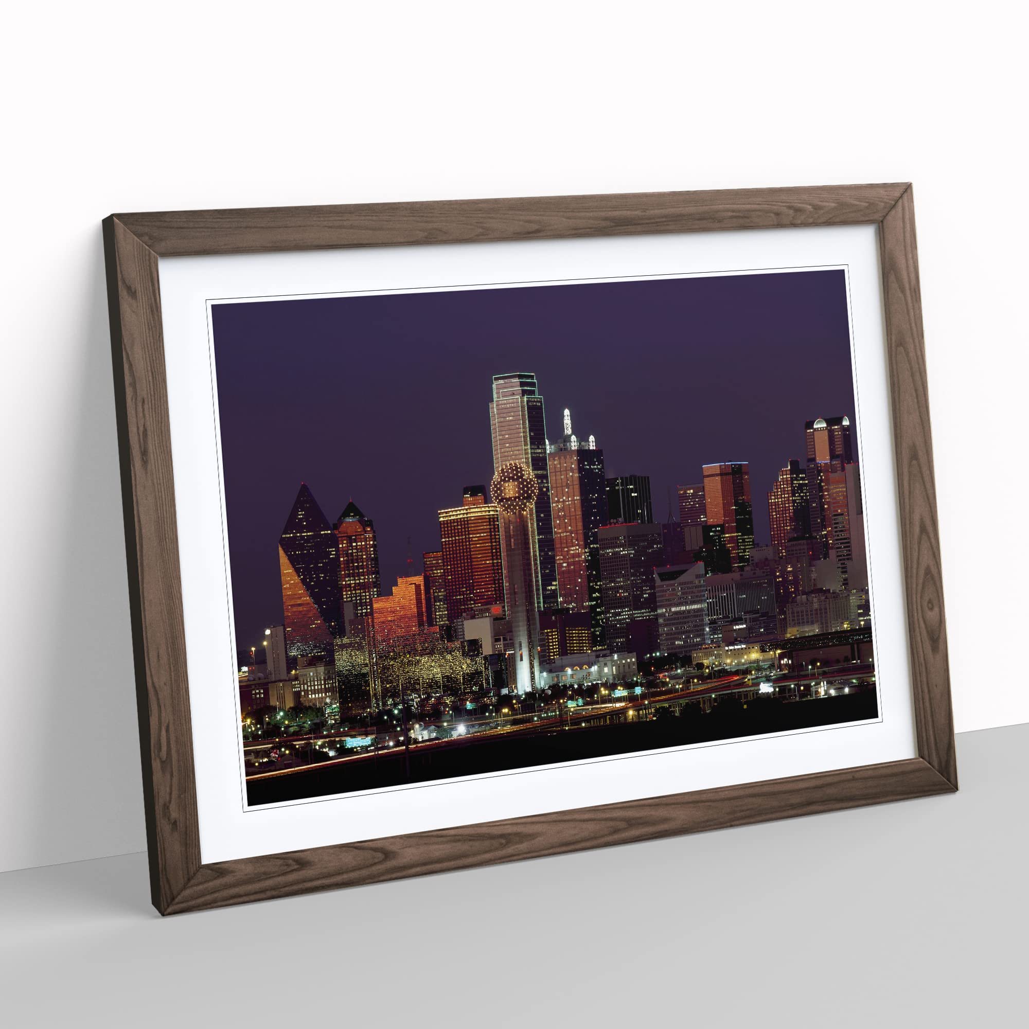 Texas Dallas Skyline USA Modern Framed Wall Art Print, Ready to Hang Picture for Living Room Bedroom Home Office Décor - Image 2