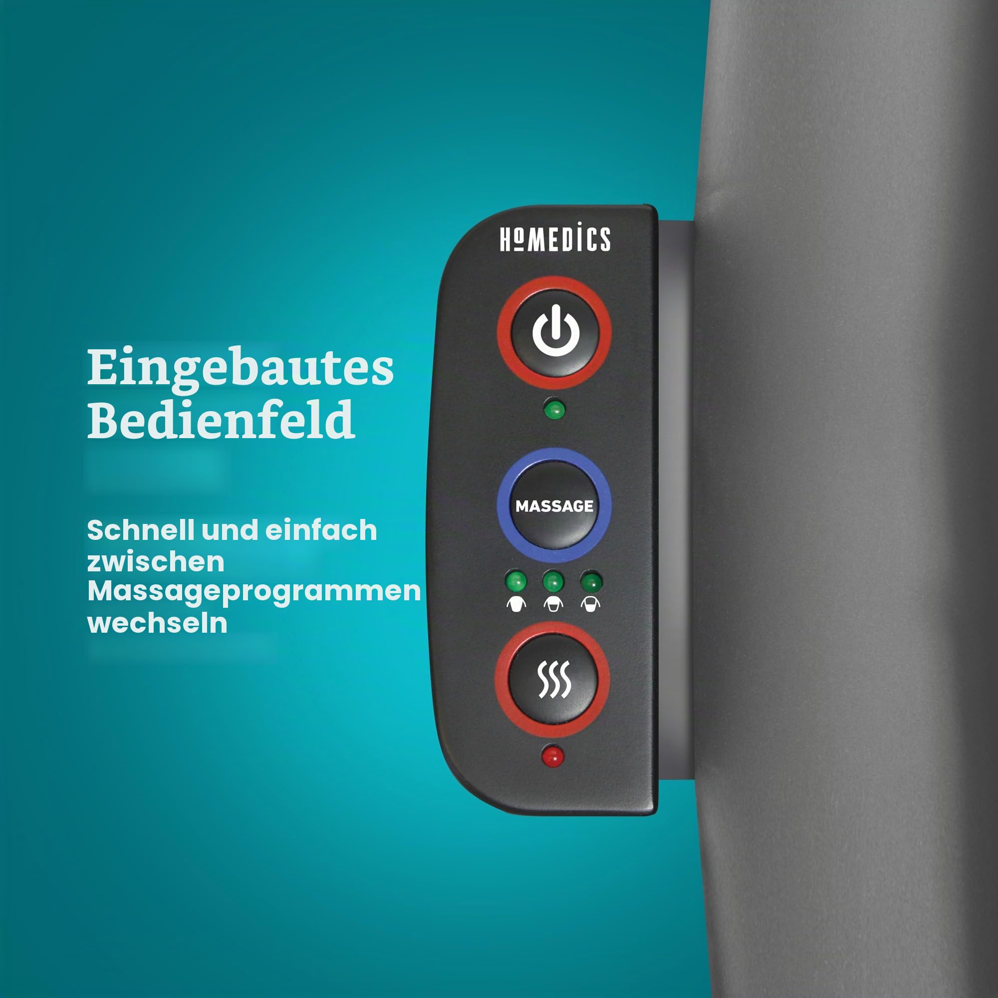 Homedics Shiatsu Massagesitzauflage für Rücken, Schultern, verstellbares Rückenmassagegerät mit Wärmefunktion, Vibrationsfunktion, löst Muskelverspannungen mit 3 verschiedenen Massagearten, Schwarz