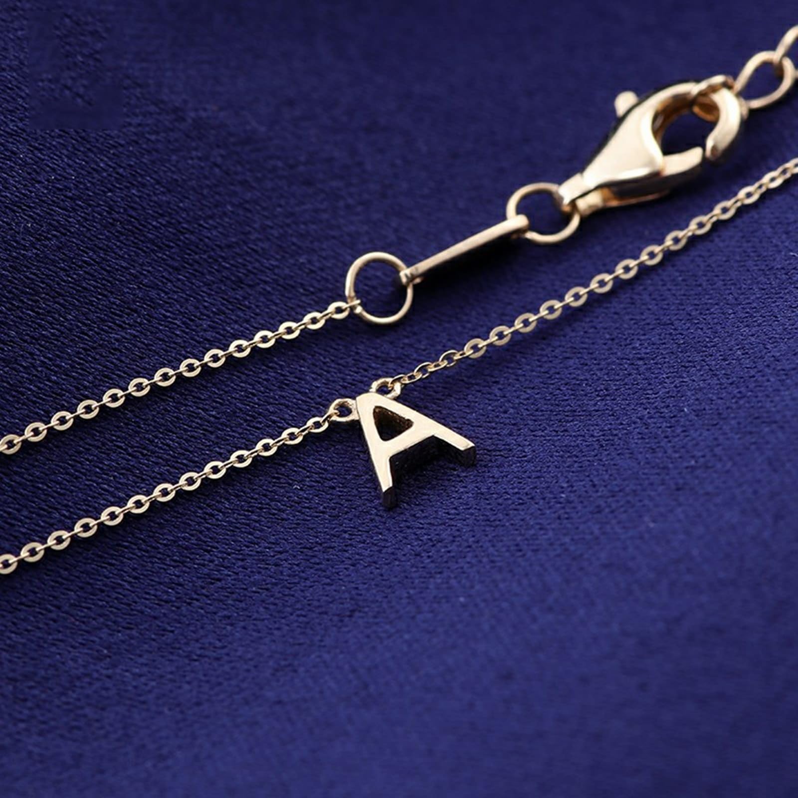 9K/14K/18K Gold Halskette für Damen, Buchstabe A Anhänger Schmuck Kettenlänge 18 Zoll