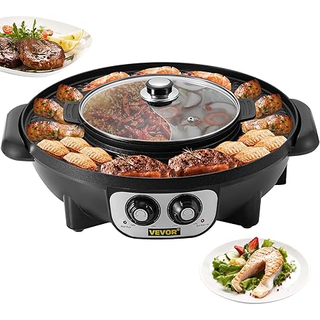 VEVOR Electric 2 in 1 Hot Pot and Grill Combo