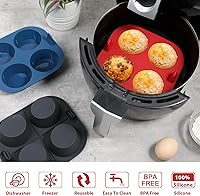 Vista 4 de Webake 3 piezas de molde para magdalenas de silicona para freidora de aire con 4 cavidades para freidora de aire, molde de silicona para huevos