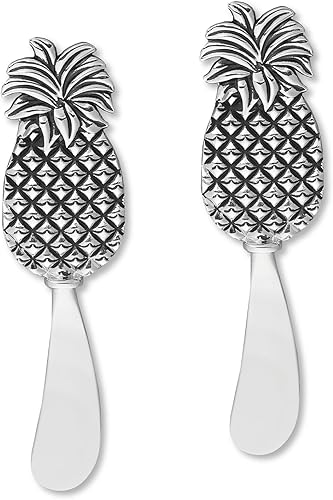 Wine Things - Cuchillo esparcidor de queso de aleación de zinc de 2 piezas (piña)