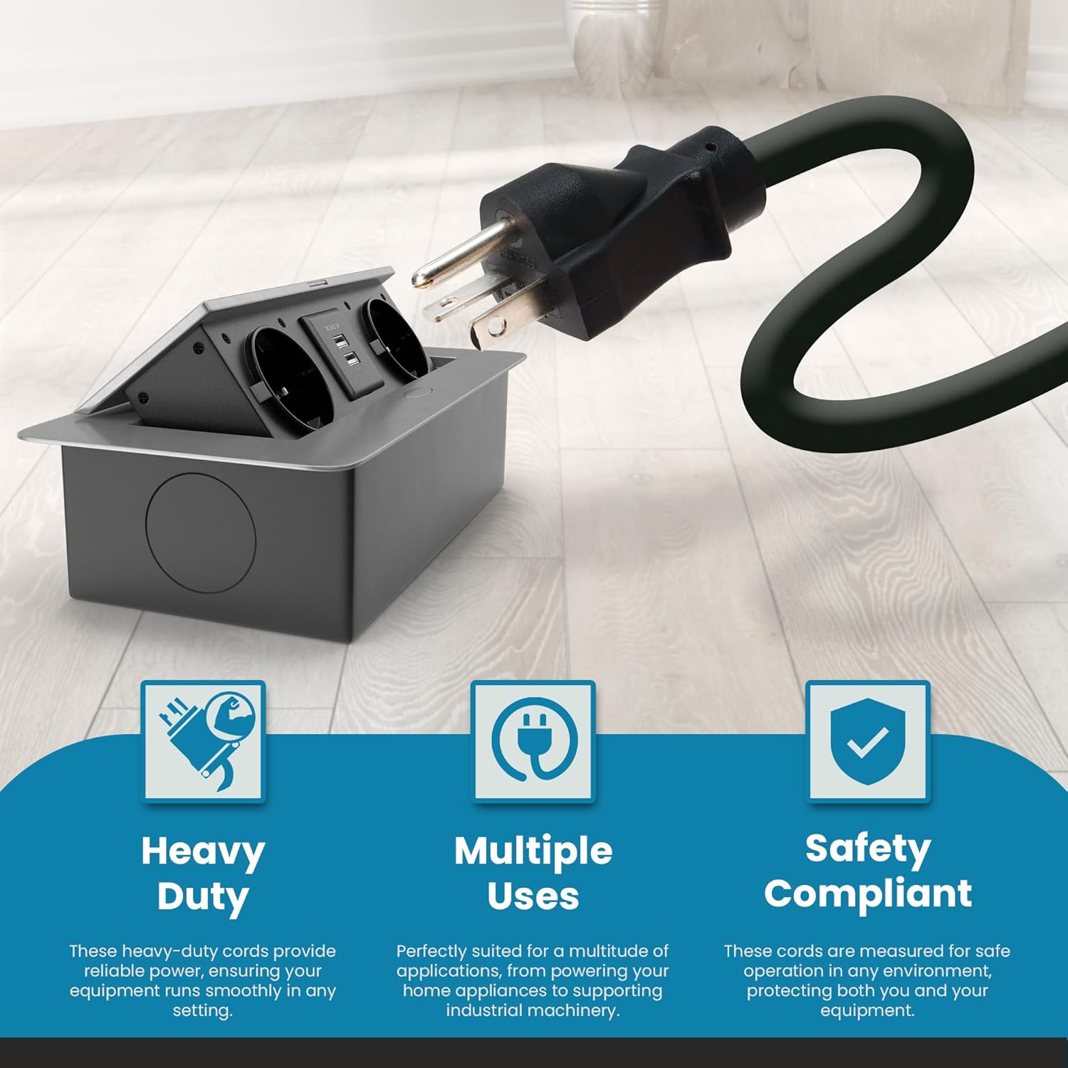 IronBox Electric NEMA 5-20P to 5-20R Extension Cord - 20A, 125V, 12/3 SJT Jacket - Heavy Duty Outdoor Generator Cords & Plugs - UL Listed Extension Cable for Data Centers, Camper & More (15ft, Molded)