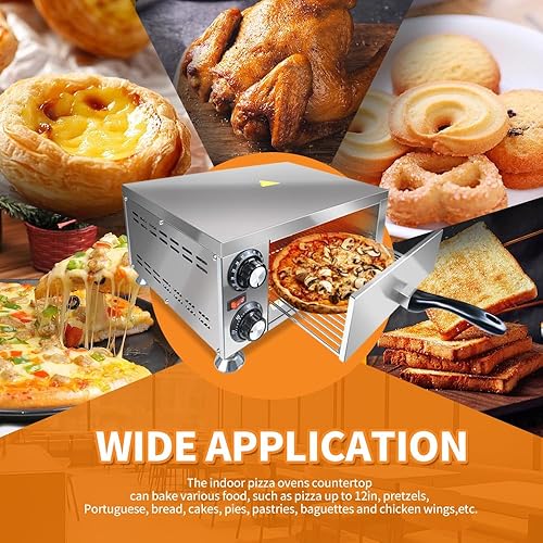 Miniatura 4 de Generic YOOKTEN - Horno eléctrico de pizza para interiores, horno de pizza de 12 pulgadas, máquina comercial para hacer pizza para el hogar con