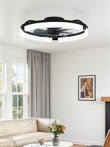 Miniatura 8 de LEDIARY Ventiladores de techo de 20 pulgadas con luces y control remoto, moderno ventilador de techo de perfil bajo, 3 CCT, regulable continuo, luz