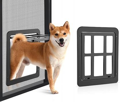 Ownpets Dog Screen Door 11x13, Magnetic Lockable Flap for Large Dog, Black