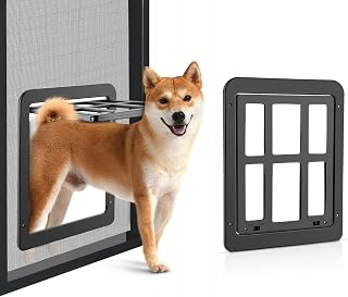 Ownpets Dog Screen Door 11x13, Magnetic Lockable Flap for Large Dog, Black