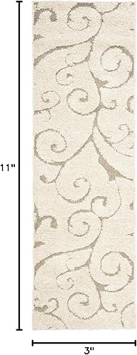 Miniatura 2 de SAFAVIEH - Colección Florida Shag SG455, alfombra afelpada de 2 pies 3 pulgadas x 11 pies, diseño de vides enrolladas y espirales elegantes, 1.2