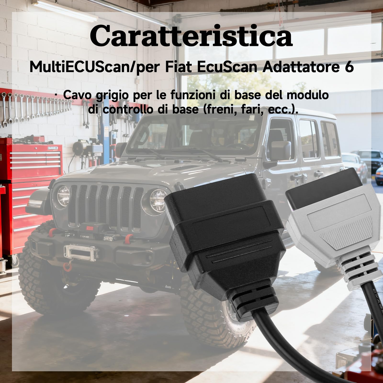 Adattatore OBD2 MultiECUScan A6, Compatibile con Fiat, Jeep, Chrysler, Dodge, Lancia,controller di parcheggio, sterzo elettrico,per cavo diagnostico Fiatecuscan OBD, Grigio