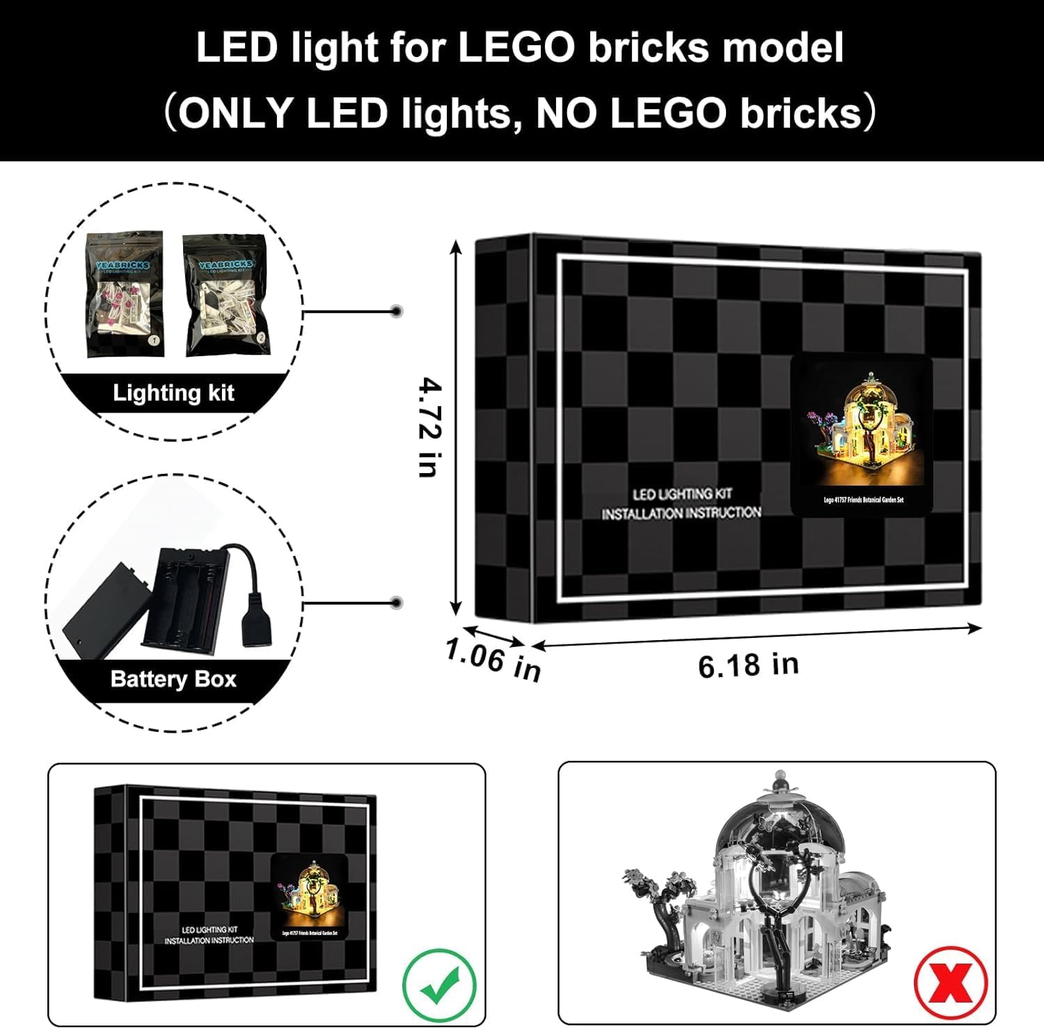 Vaodest LED Light for Lego 41757 Friends Botanical Garden Set,Design and Configuration Compatible with Model 41757(LED Light Only, Not Building Block Kit)