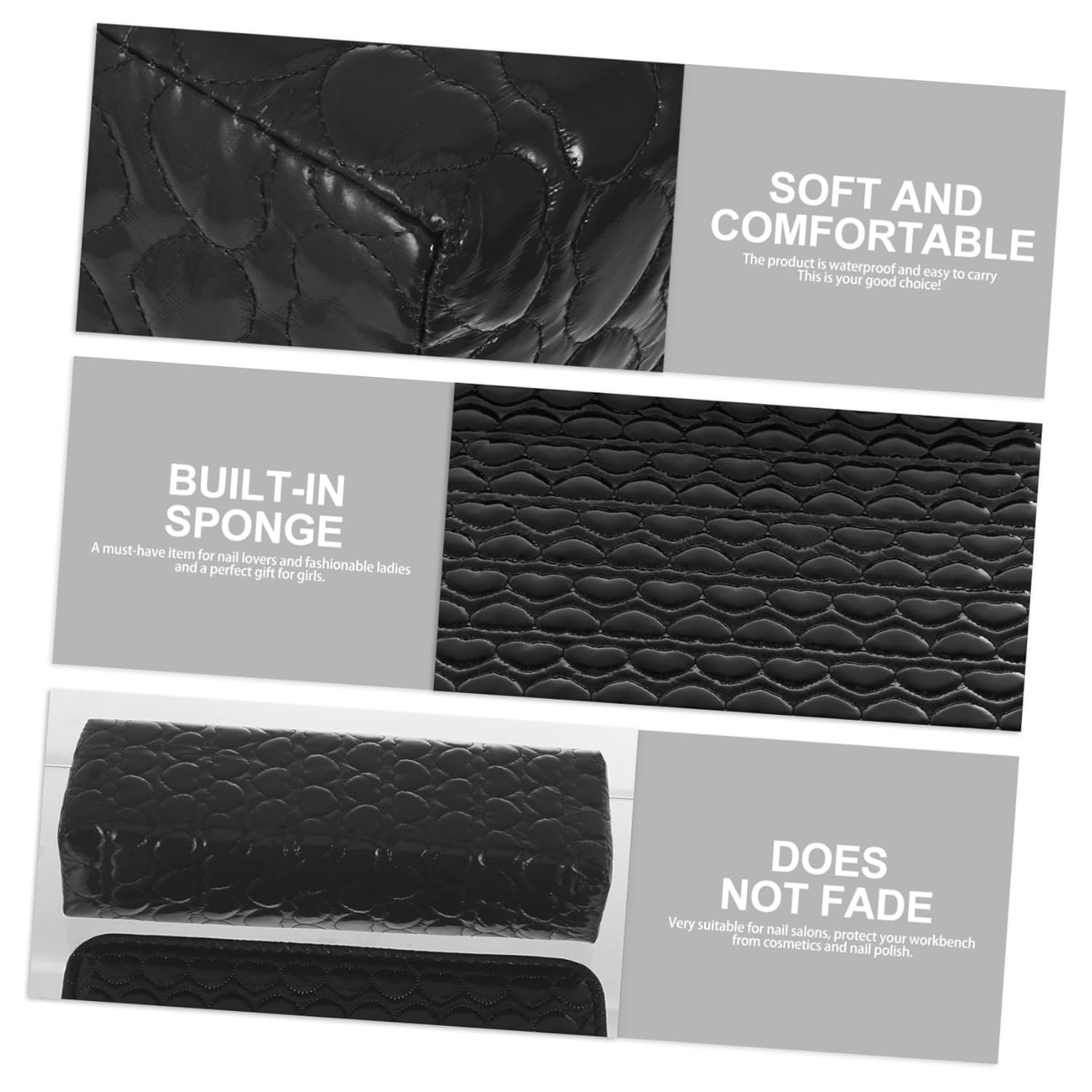 2pcs Nail Art Hand Rest Cushion Wrist Pillow for Manicure Care Ergonomic Rectangular Leather Pad for Salon and Home Use Stable Support for Hand and Arm Fatigue Relief