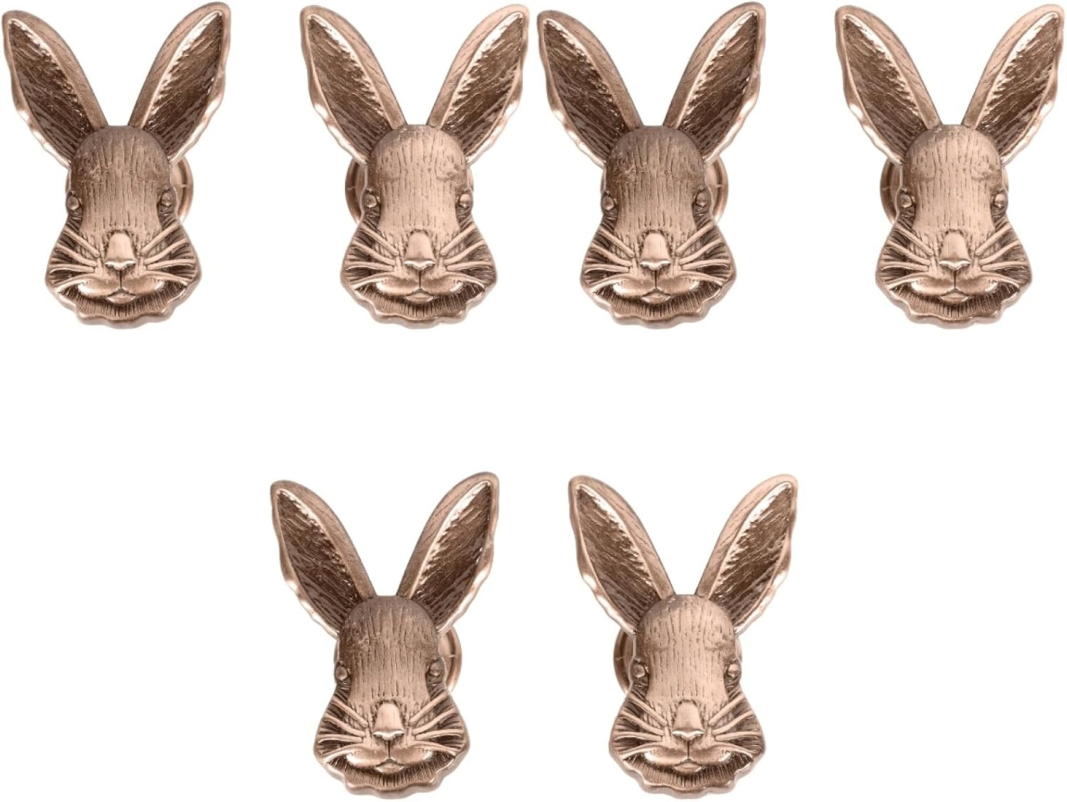 Generic Rabbit Shaped Drawer Knobs 6-Pack Zinc Alloy Cabinet Handles Decorative Furniture Accessories for Kitchen Bedroom Wardrobe Drawers 1.92X1.37X3.07In