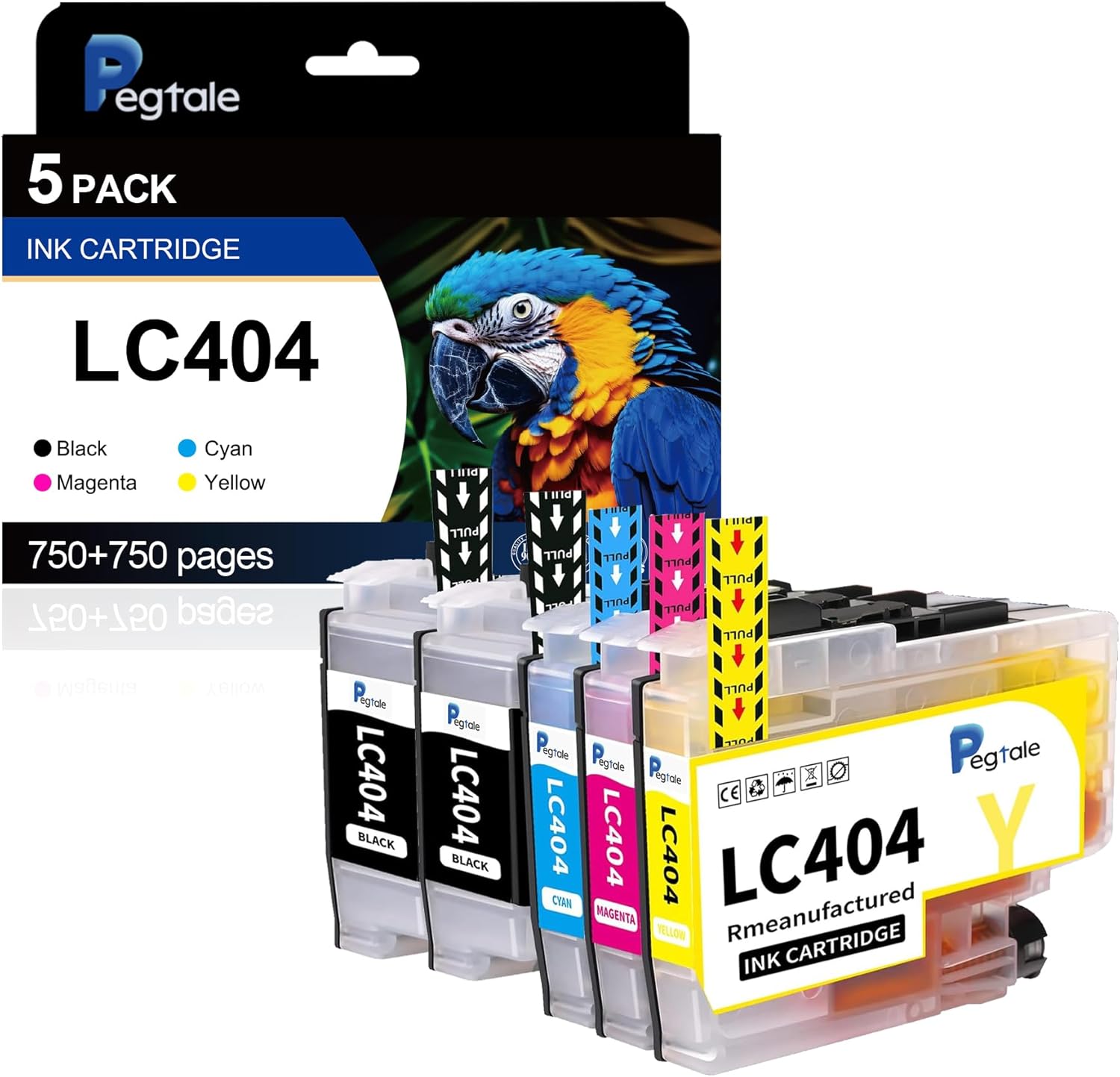 LC404 5 Pack High Yield Compatible Ink Cartridges Replacement for Brother LC 404 LC-404 LC404BK to Use with MFC-J1205W MFC-J1215W (5 Pack, 2 Black 1 Cyan 1 Magenta 1 Yellow)
