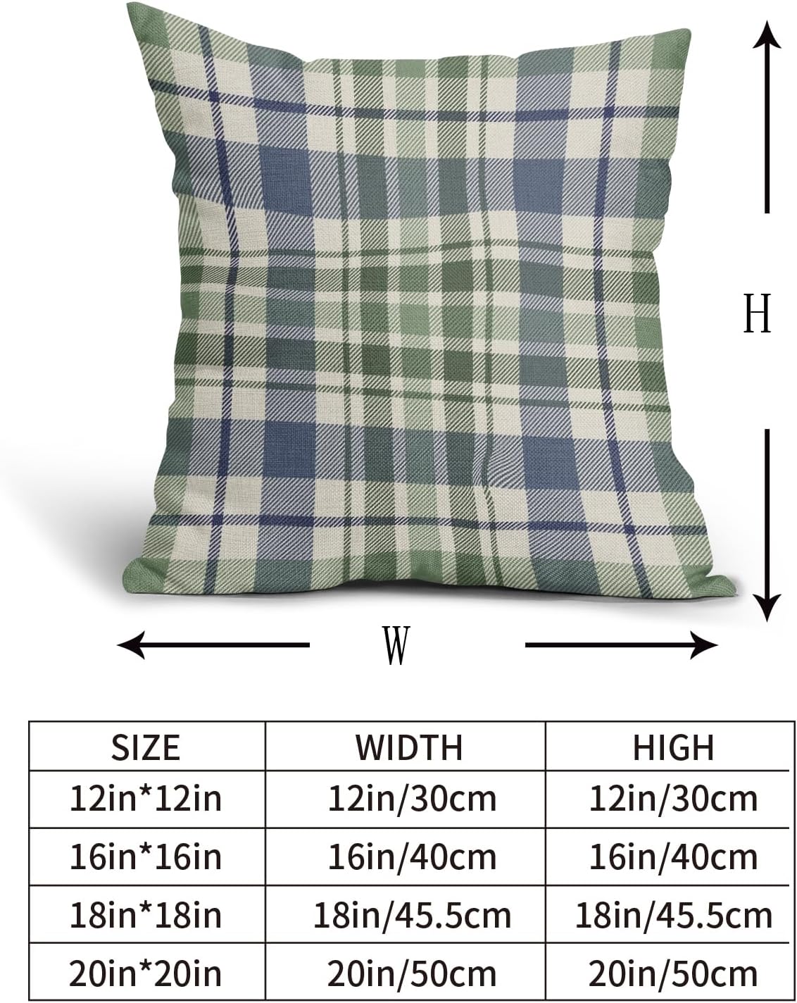 Blue Sage Green Spring Plaid Pillow Covers 24x24 Set of 2 Seasonal Tartan Buffalo Plaid Holiday Print Decorative Outdoor Pillowcases Farmhouse Summer Throw Cushion Case Couch Sofa Bed Decor