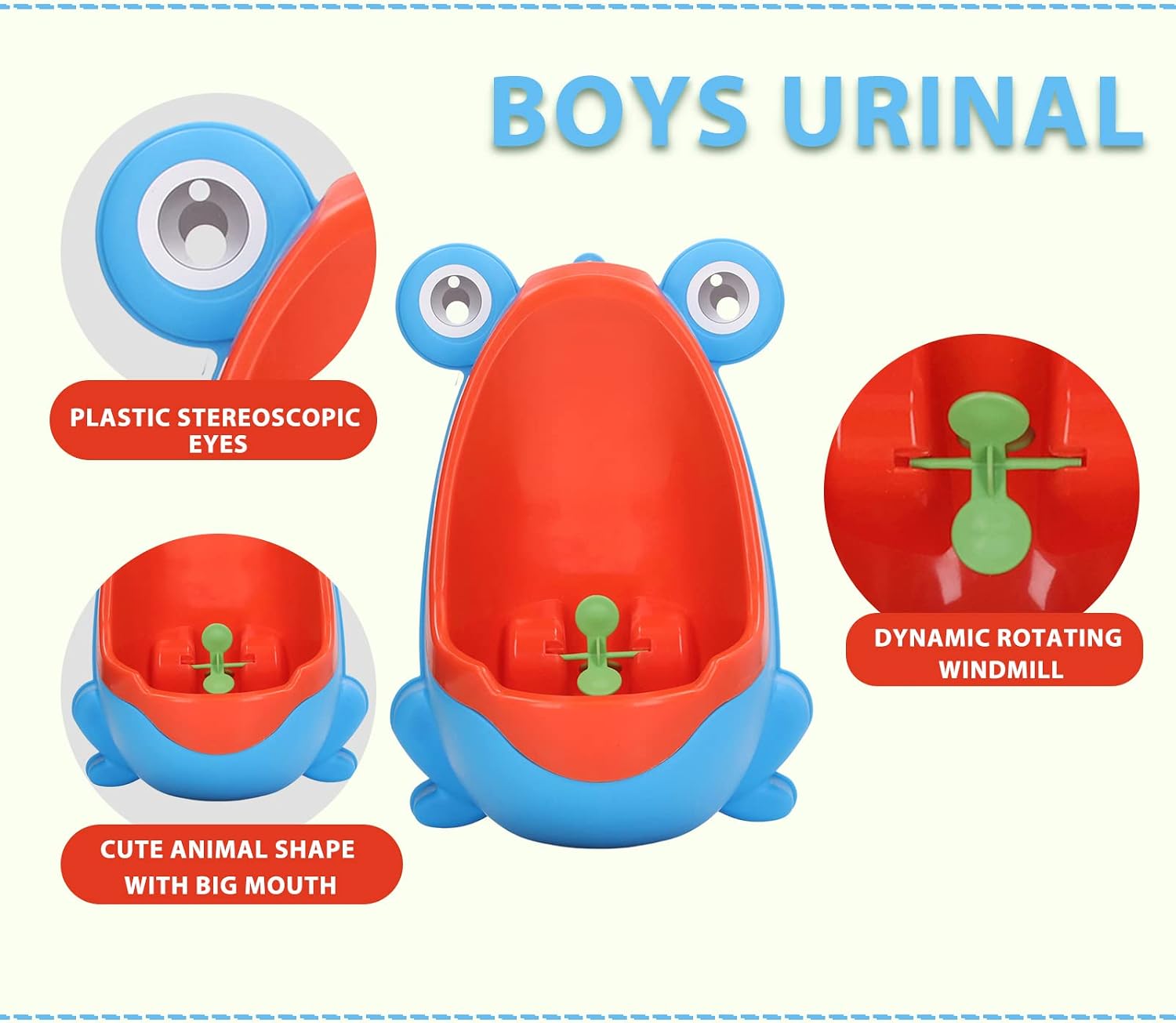 JTLB Frog Potty Training Urinal, Cute Frog Shape Cute Toddler Urinal Potty Training Urinal for Boys with Funny Aiming Target (Blue)