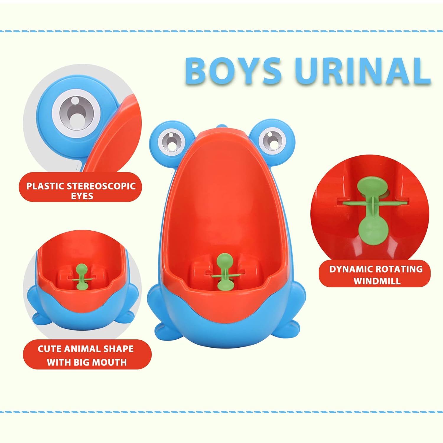 Potty Training Urinals for Boys, Kids Toilet Child Standing Urinal Wall Mounted Toilet with Funny Aiming Target, Cute Cartoon Animal Shape Potty for Kids Toddlers Children Boys (Blue)