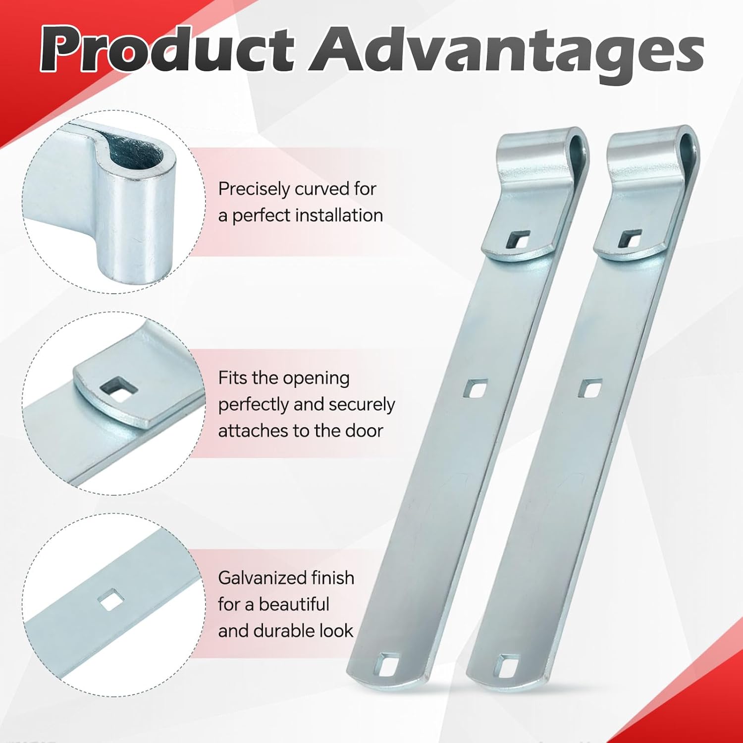 4 Packs 12'' Zinc Strap Hinge for Gates, Heavy Duty Gate Strap Hinge Zinc Plated with L-Screw (M16 × 101mm) for Barns Tool Sheds and Other Swing Doors, Galvanized(4)