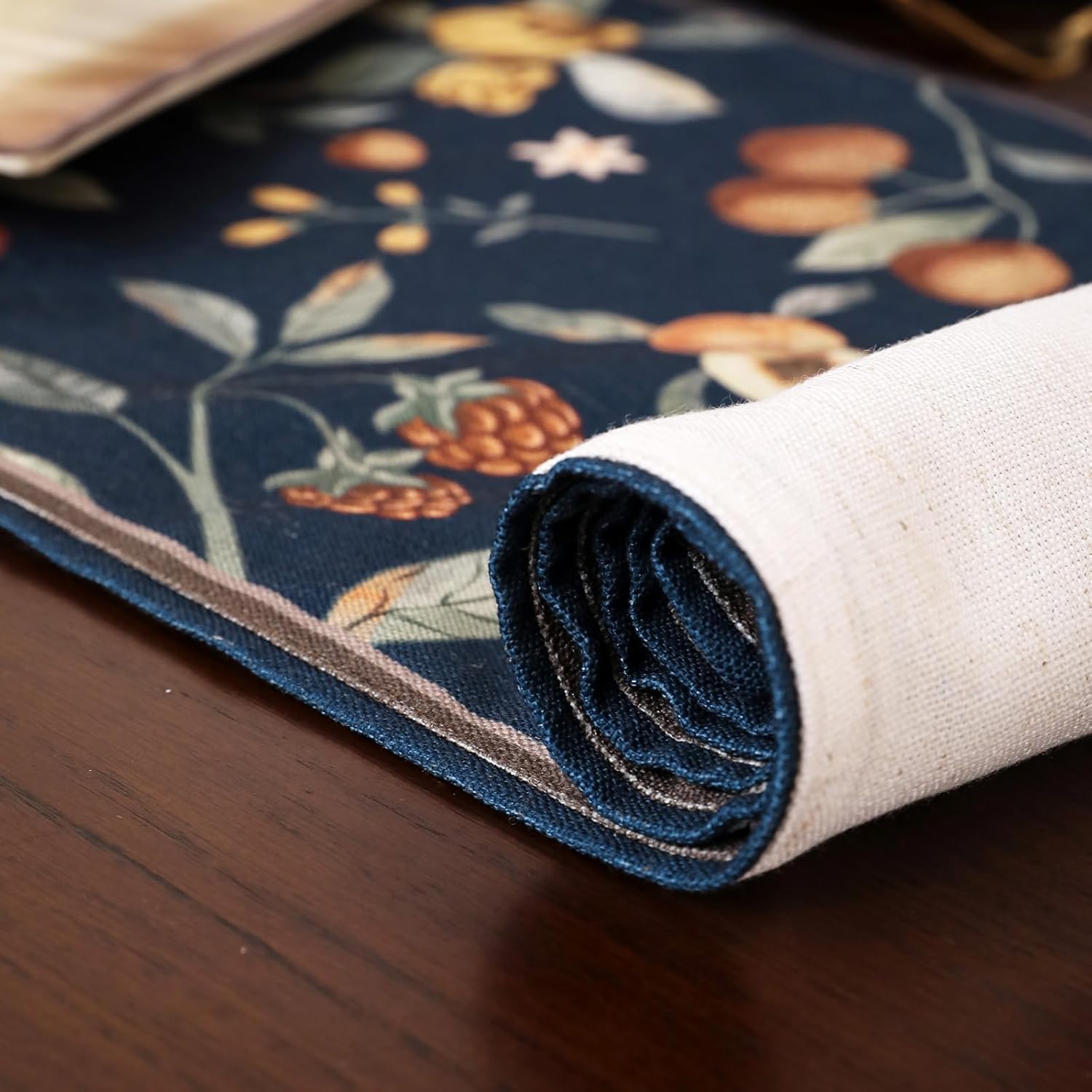 bilin gaier Linen Blue Table Runner 118 Inches Long,Wrinkle-Resistant Vintage Rustic Farmhouse Floral Table Runners,Decor Luxury Vintage Runner Table Cloth for Coffee & Dining Table,12"x118"-Dewey B