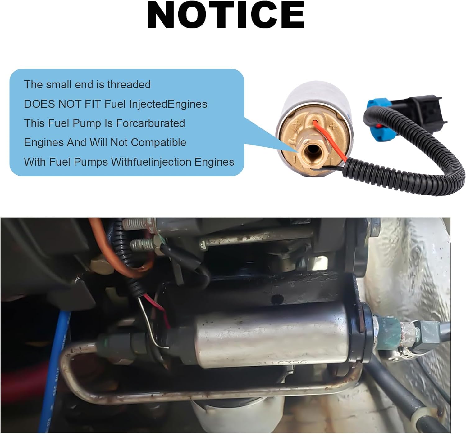 861155A3 Electric Fuel Pump Replacement For Mercury Mercruiser Marine Boat 4.3L 5.0L 5.7L V6 V8 Carburetor Engines Low Pressure Fuel Pump Replaces 861155A3 861155-2 18-8868