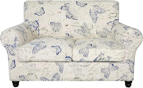 Miniatura 38 de SearchI Funda Elástica para Sofá con Estampado Fundas para Sofá, Patrón Floral Funda para Sillón de 2 Piezas con Funda de Cojín de Silla Separada,