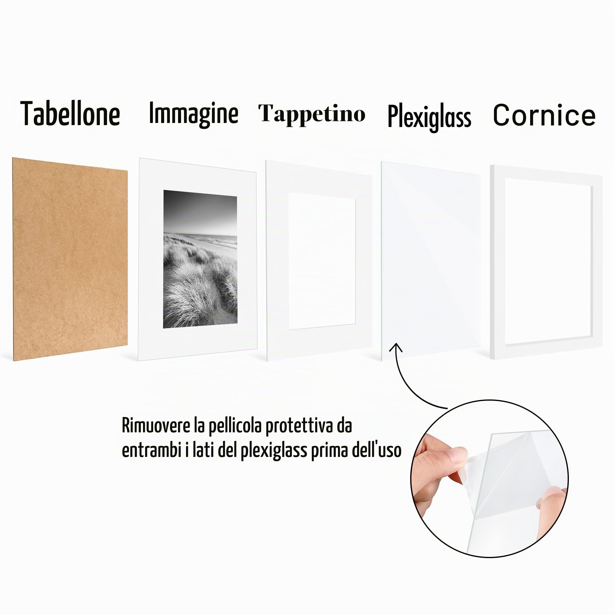 Americanflat Set di 5 cornici portafoto da 20 x 25 cm, da utilizzare come cornice per foto da 17,8 x 12,7 cm, con passepartout o cornice senza passepartout, formati orizzontali e verticali, per parete