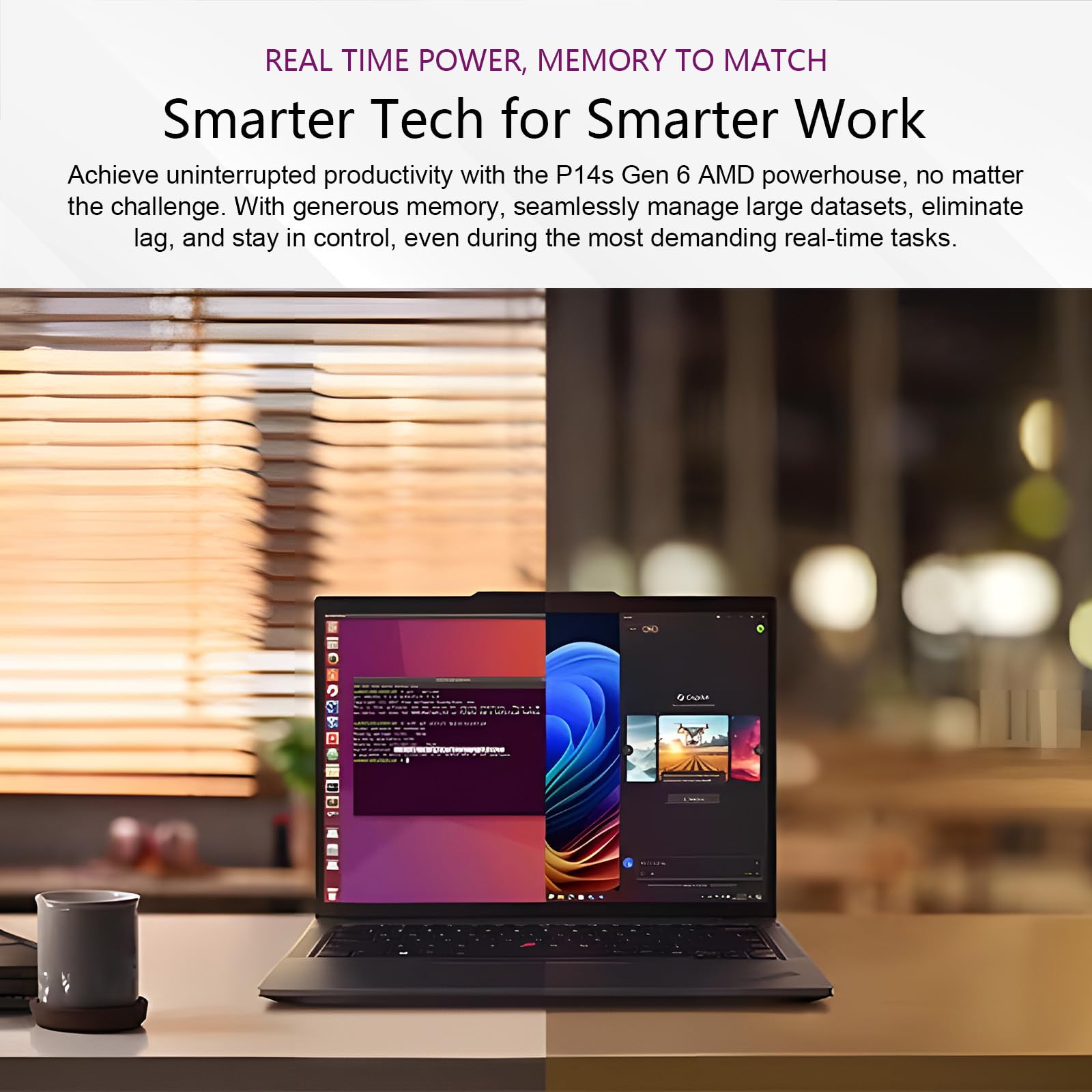 Lenovo ThinkPad P14s Gen 6 Mobile Workstation Laptop, 14" OLED 2.8K Dolby Vision VRR 30-120Hz Touchscreen, AMD Ryzen AI 7 PRO 350 Processor, 64GB DDR5 RAM, 1TB PCIe SSD, Windows 11 Pro - Copilot+ PC
