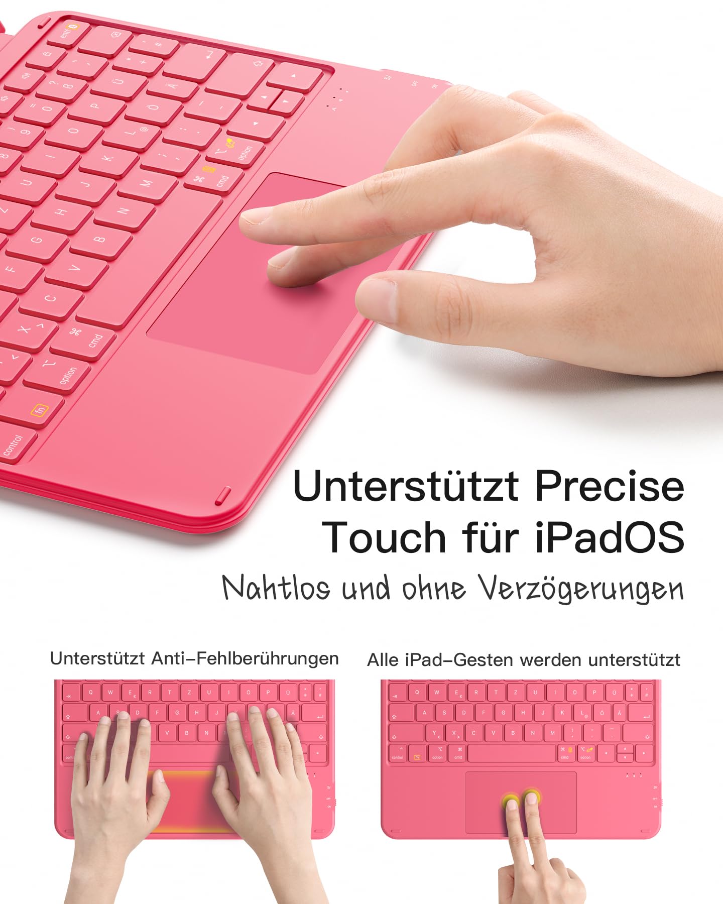 Inateck Etui z klawiaturą, ultralekka klawiatura do iPada 10/11 generacji A16 2025 11", iPad Air 11" M3/M2 (2025/2024), Air 5/4, Pro 11 4/3/2/1, zdejmowane, z touchpadem, QWERTZ, AceTouch KB04122